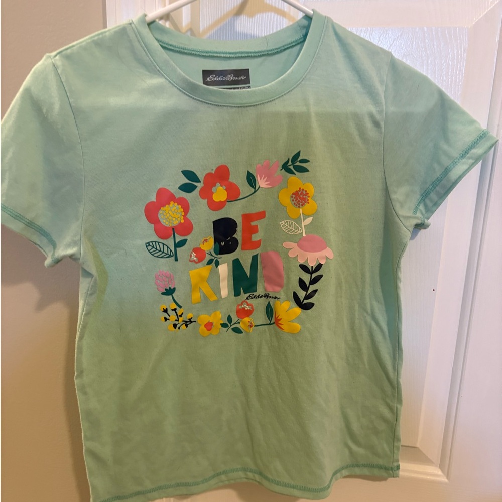 Eddie Bauer Mint Green Floral "Be Kind" Graphic Tee